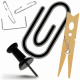 MG: staple; clip; paperclip; peg; nog; pin; thumbtack; pushpin; tack